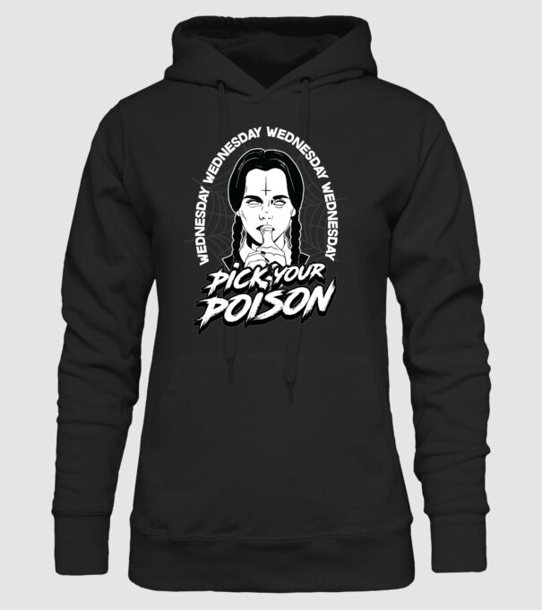 WEDNESDAY Pick your poison model negru pe tricou