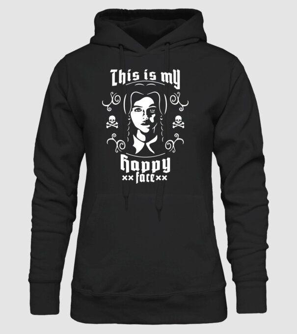 WEDNESDAY This is my happy face model negru pe tricou