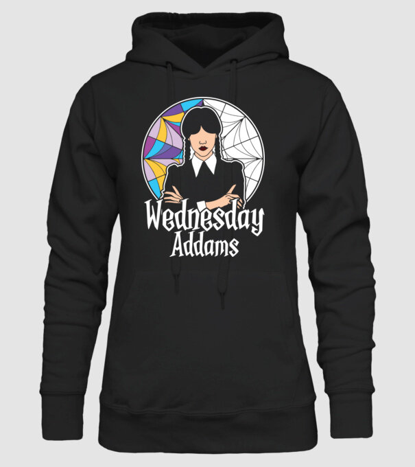 Wednesday Window colorful model negru pe tricou