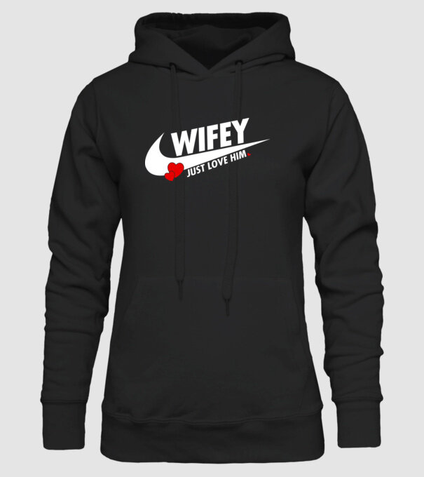 Wifey Just love him alb model negru pe tricou
