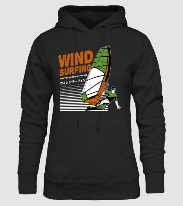 Wind Surf model negru pe tricou
