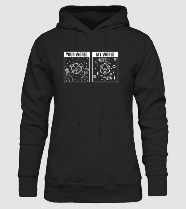 Your World My World model negru pe tricou