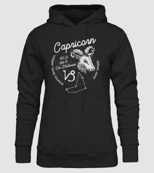 Zodiac bărbat CAPRICORN retro model negru pe tricou