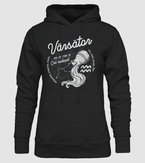 Zodiac bărbat VĂRSĂTOR retro model negru pe tricou