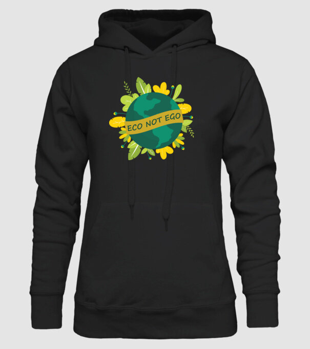 ECO NOT EGO model negru pe tricou
