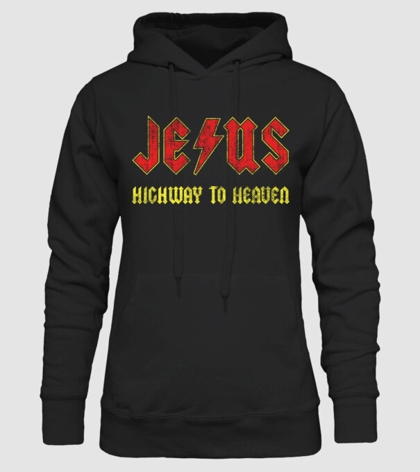 JESUS HIGHWAY TO HEAVEN model negru pe tricou