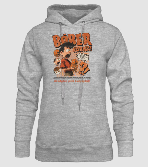 Bobr Kurwa comic model gri pe tricou
