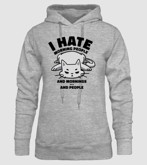 I hate morning people antisocial cat model gri pe tricou
