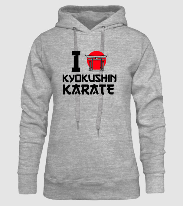 I love Kyokushin Karate model gri pe tricou
