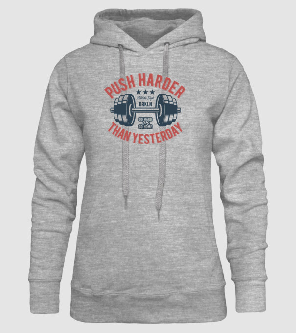 push harder model gri pe tricou