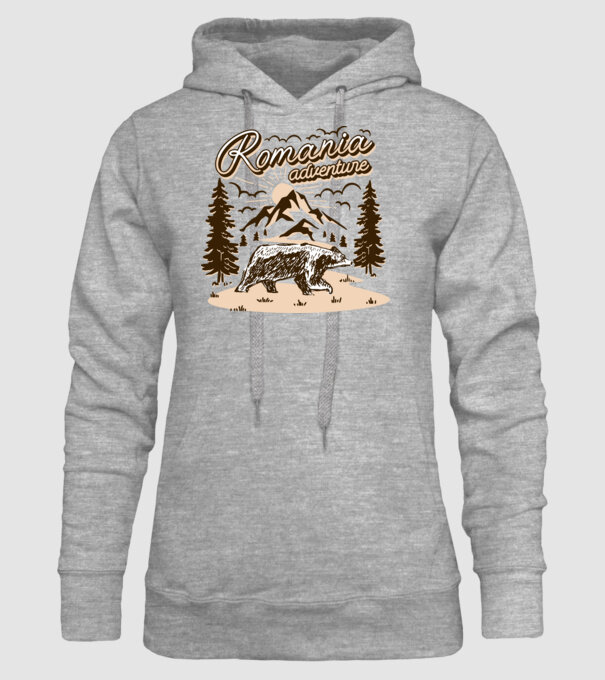 Romania bear adventure model gri pe tricou