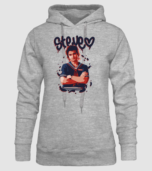 steve stranger things model gri pe tricou