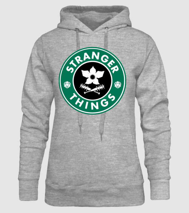 stranger things starbucks model gri pe tricou