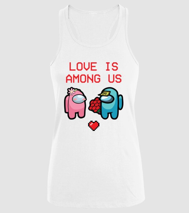 Among us love model alb pe tricou