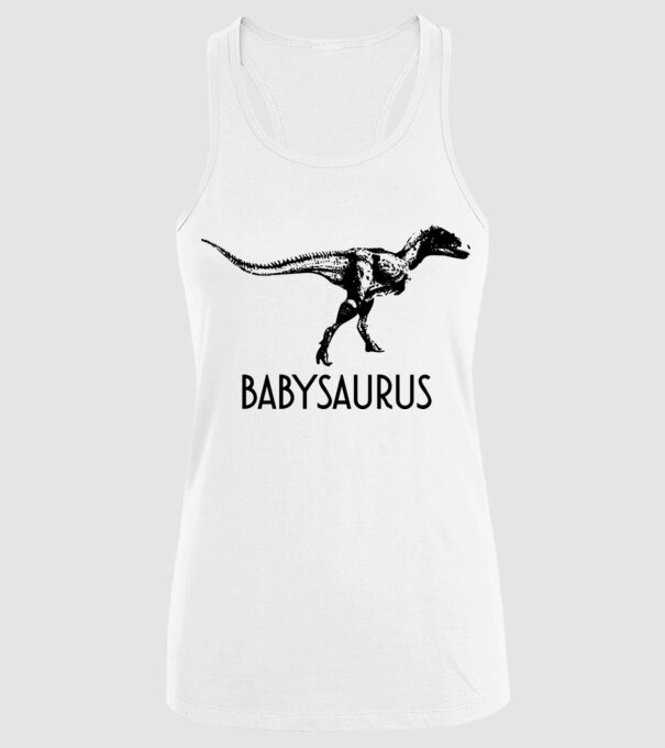 Familia de dinozauri Babysaurus model alb pe tricou