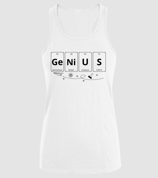 Genius periodic model alb pe tricou