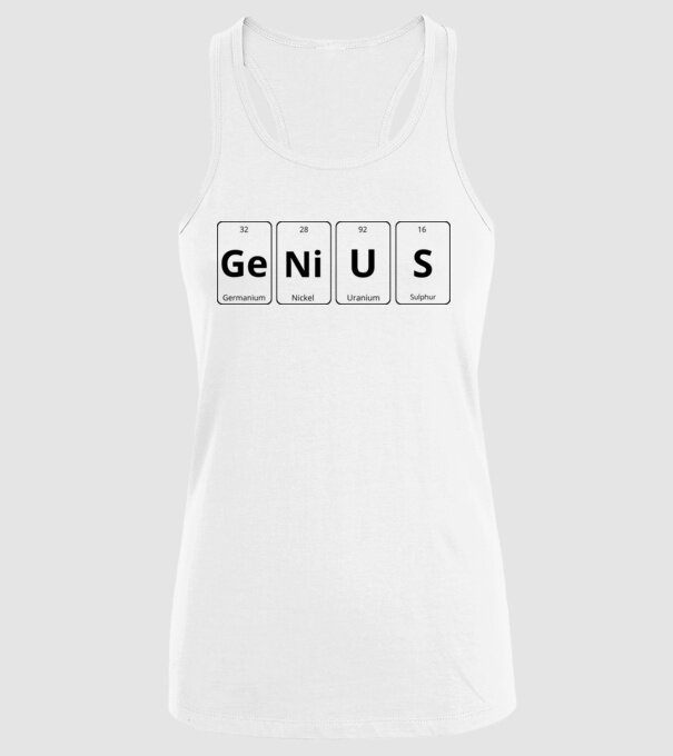 Genius periodic model alb pe tricou