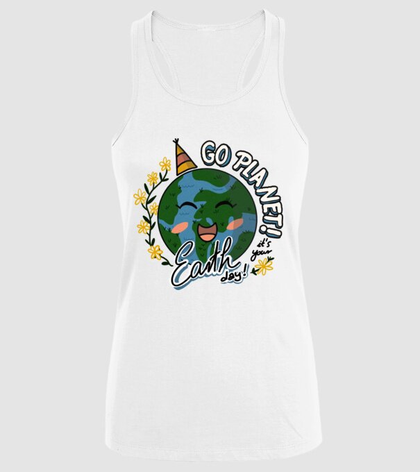 Go planet model alb pe tricou