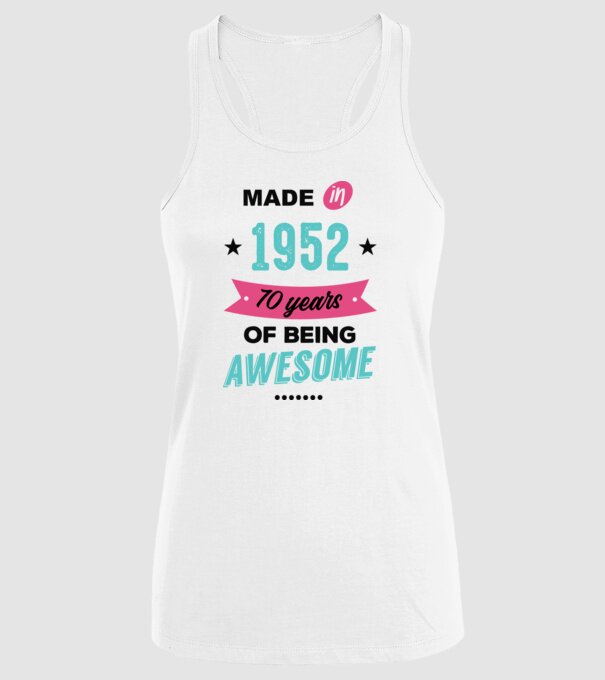 MADE in 1952 model alb pe tricou