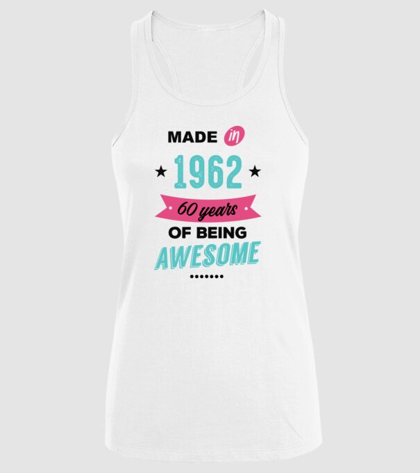 MADE in 1962 model alb pe tricou
