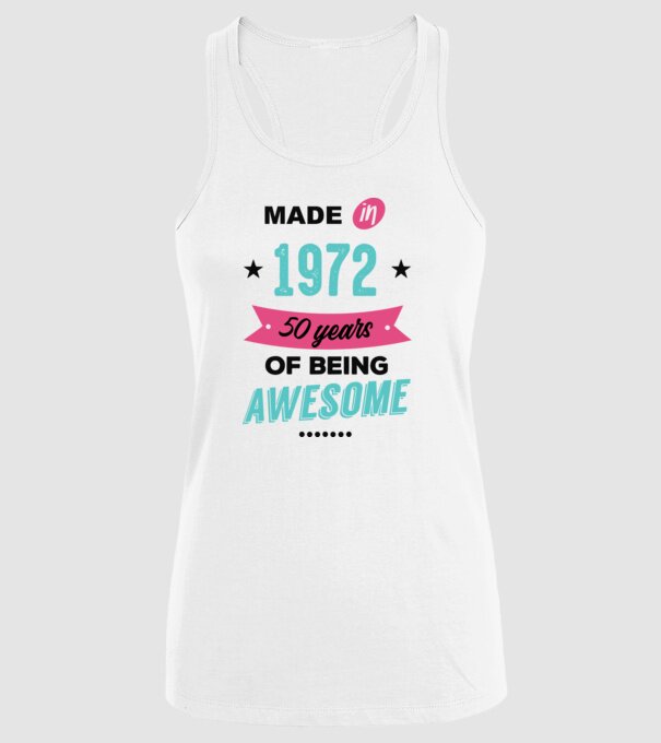 MADE in 1972 model alb pe tricou