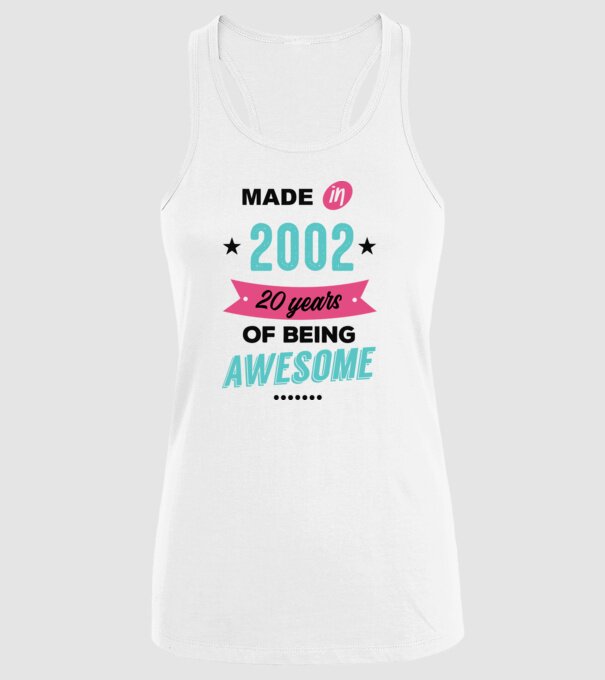MADE in 2002 model alb pe tricou