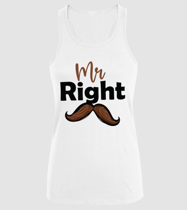 Mr right model alb pe tricou