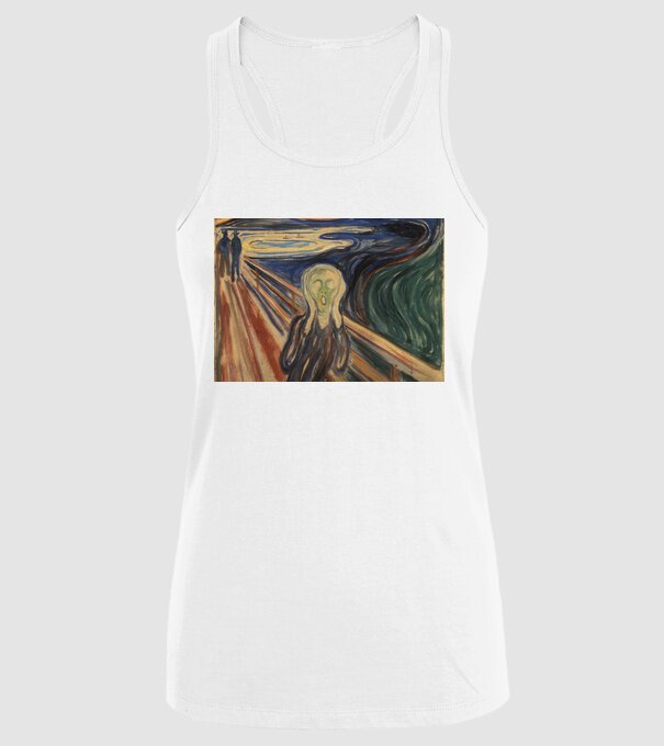 Pictură Munch Mască model alb pe tricou