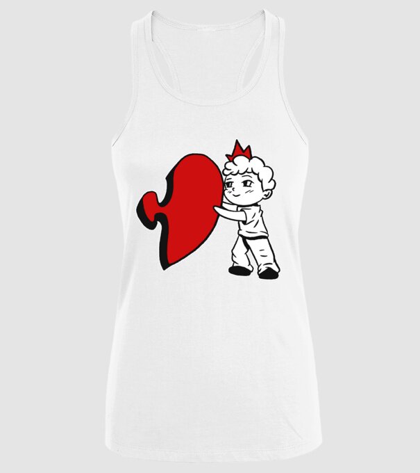 Pereche Puzzle băiat model alb pe tricou