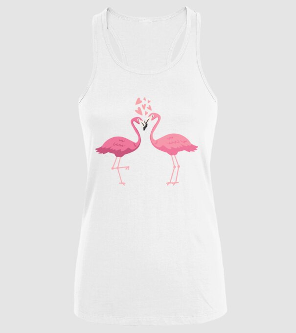 FLAMINGO ÎNDRĂGOSTIȚI model alb pe tricou
