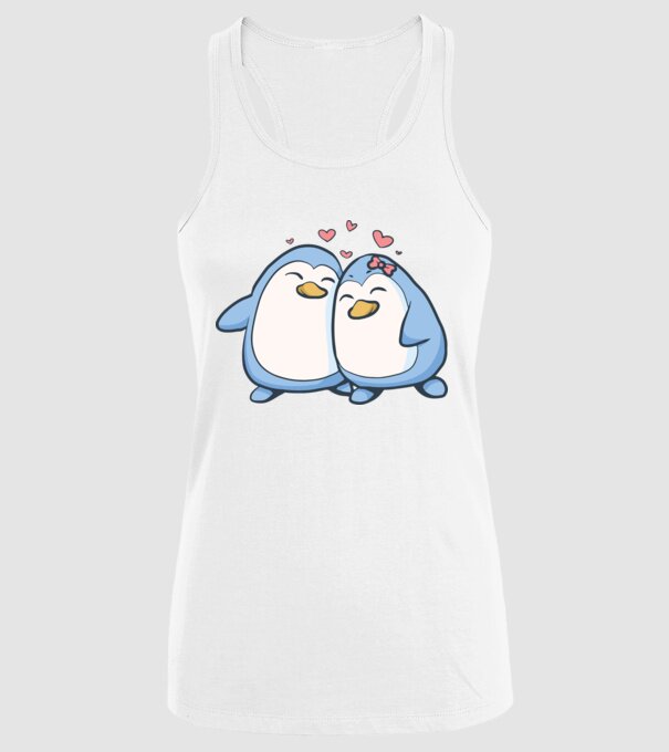 PINGUIN ÎNDRĂGOSTIT model alb pe tricou