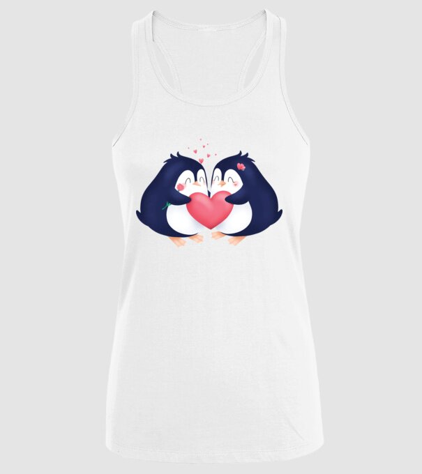PINGUIN ÎNDRĂGOSTIT model alb pe tricou