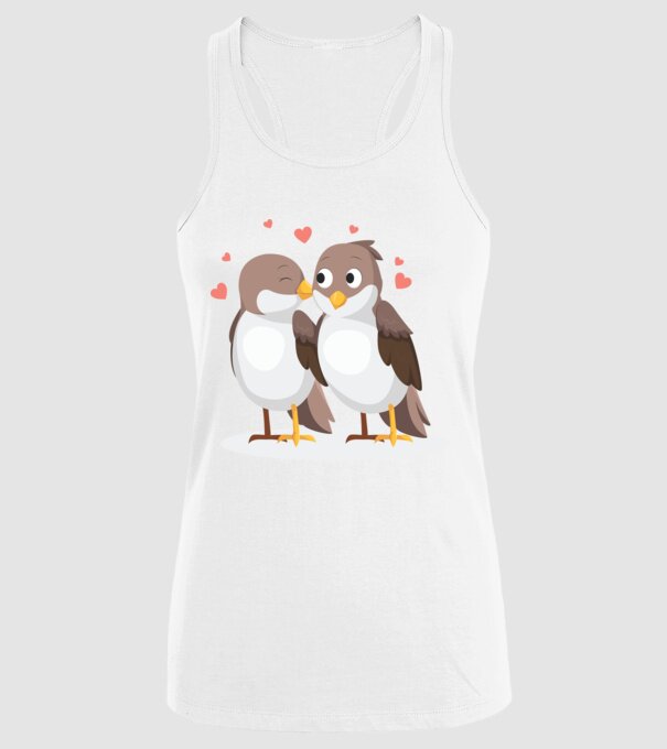 VRĂBII ÎNDRĂGOSTITE model alb pe tricou