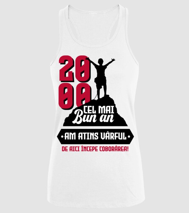 2000 cel mai bun an. Am atins vârful, de aici începe coborârea. model alb pe tricou