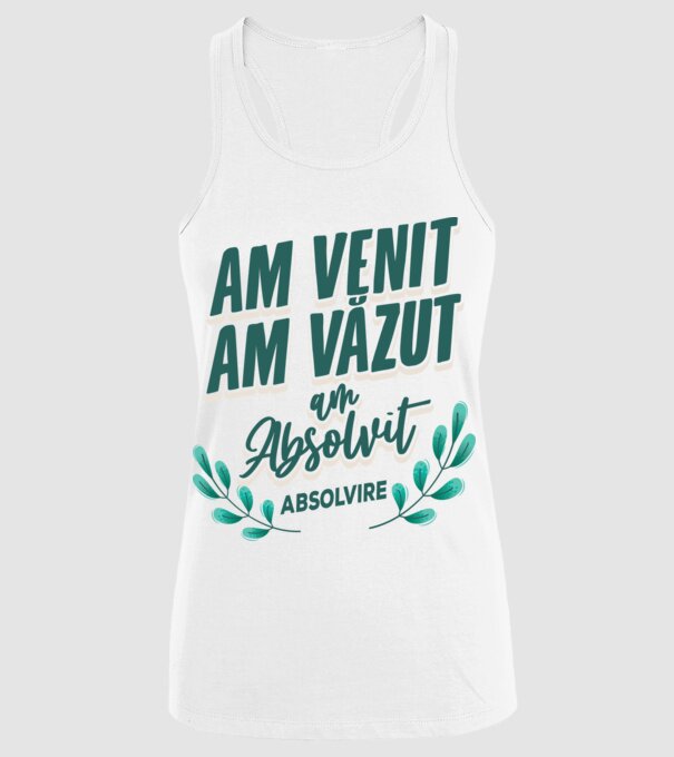 Absolvire model alb pe tricou