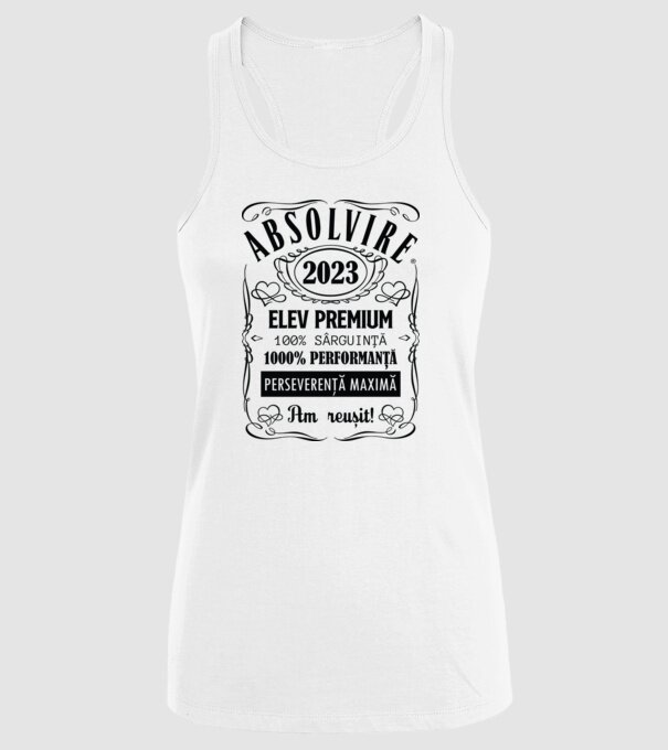 Absolvire Premium model alb pe tricou