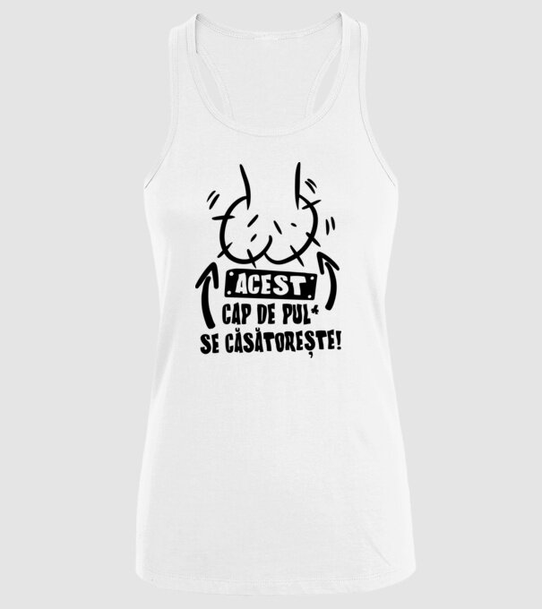 Acest - cap de pulă - se căsătorește! model alb pe tricou