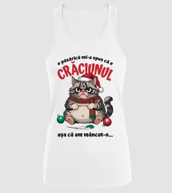 Am mâncat pasărea Crăciun pisică Alb model alb pe tricou