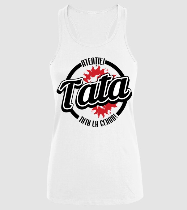 Atenție! Tata la ceaun! model alb pe tricou