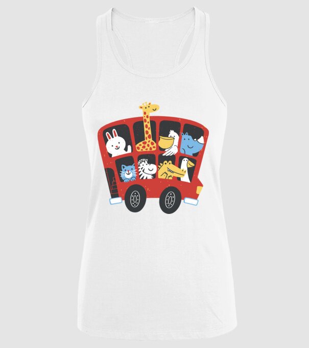 Autobuze model alb pe tricou