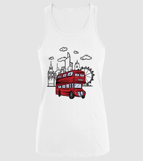 Autobuze model alb pe tricou