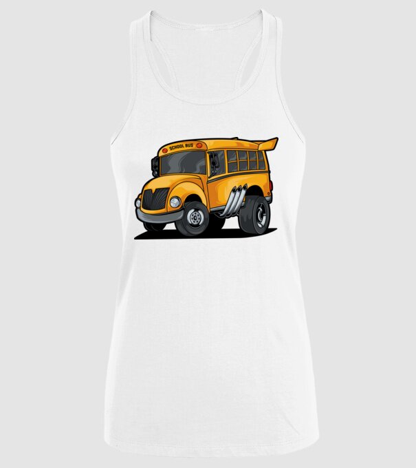 Autobuze model alb pe tricou