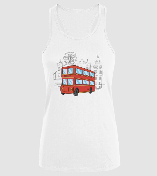 Autobuze model alb pe tricou