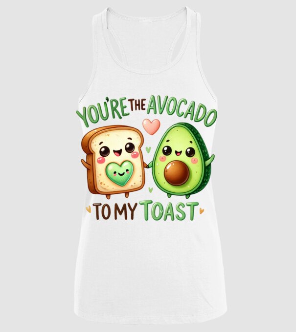 Avocado to my Toast model alb pe tricou
