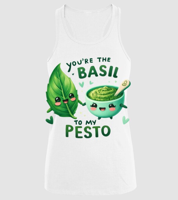 Basil to my Pesto model alb pe tricou