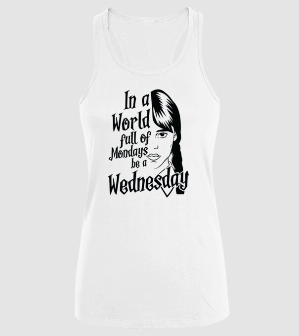 Be a Wednesday model alb pe tricou