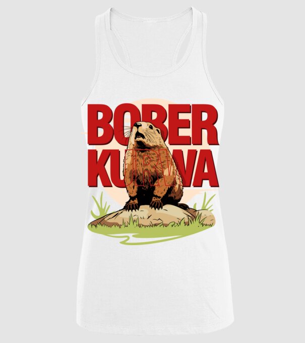 BOBER model alb pe tricou