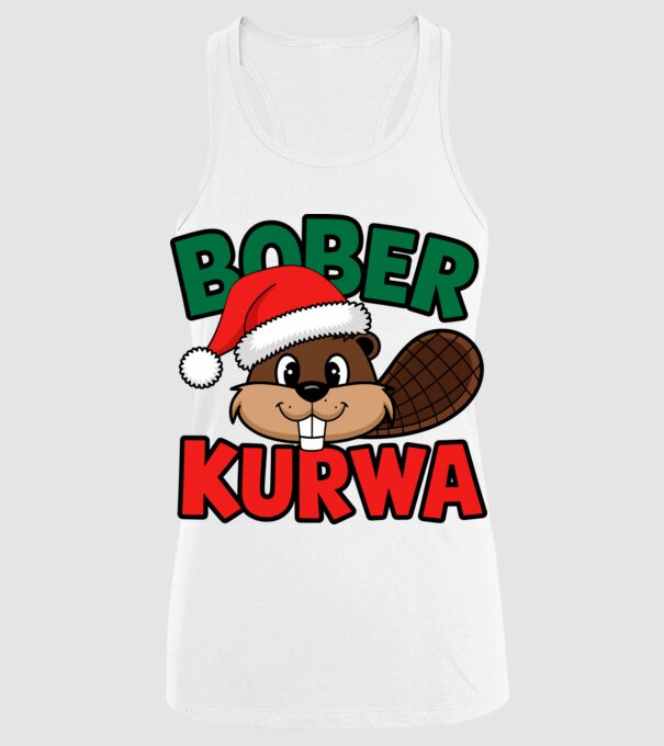 Bober kurwa xmas model alb pe tricou