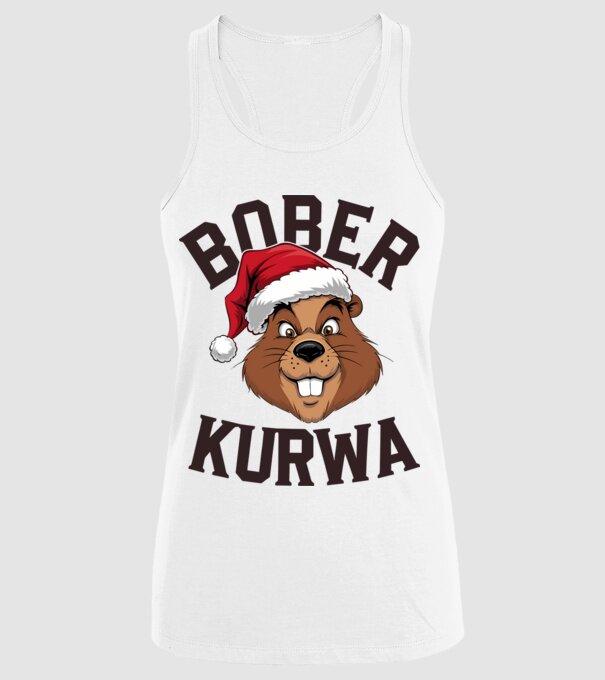 Bober kurwa xmas model alb pe tricou