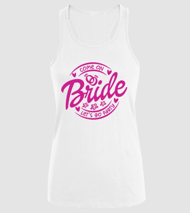 Bride Barbie lets go party model alb pe tricou
